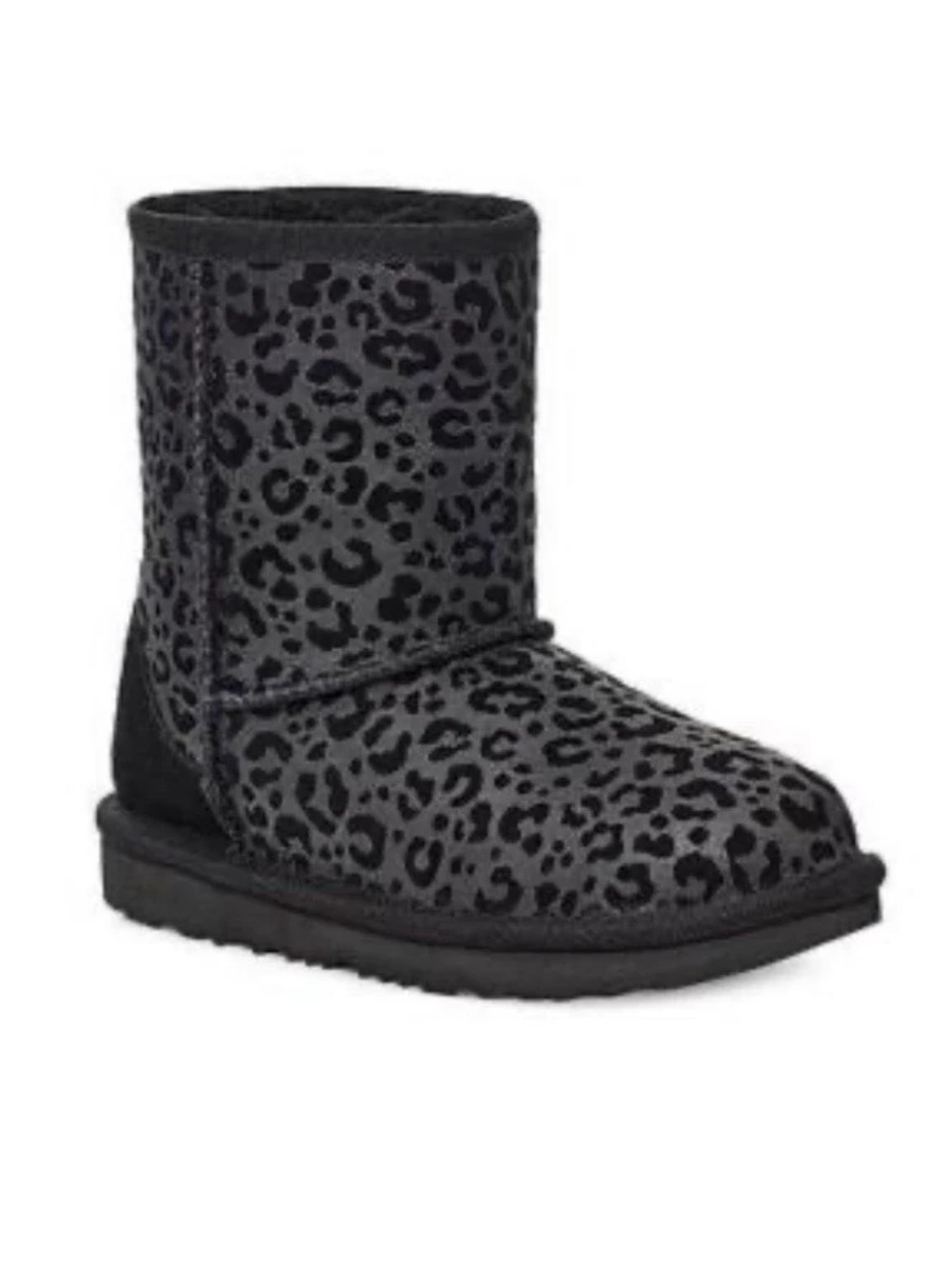 UGG Kids' Classic II Glitter Leopard Boot Size 2 Girls Black